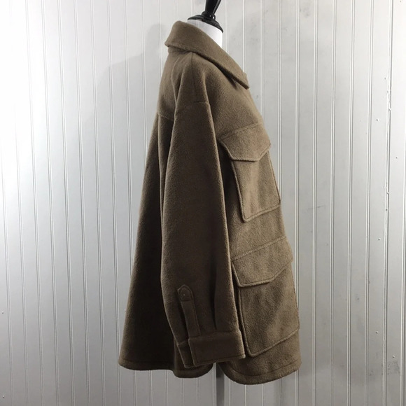 Asos Brown Cargo Shacket Jacket Womens US 6 Cozy Coat Utility Pockets - Picture 3 of 15